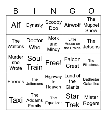 TV Theme Songs game 1 Bingo Card