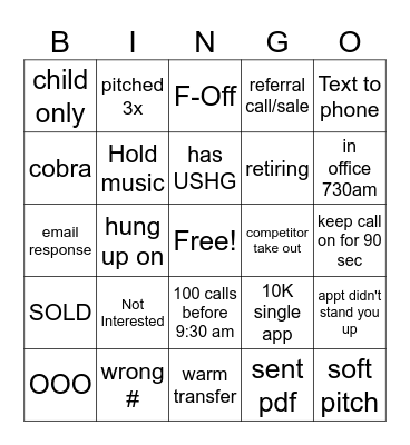 Call Blitz Bingo Card