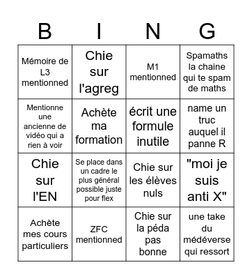 Médé bingo Card