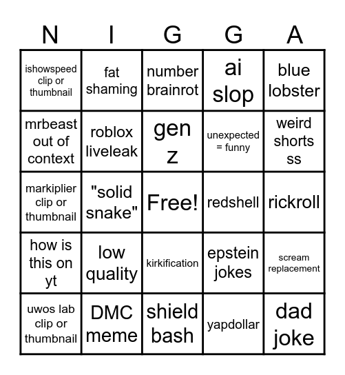 unusual memes compilation bingo Card