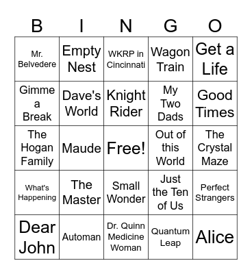TV Theme Songs game 2 Bingo Card