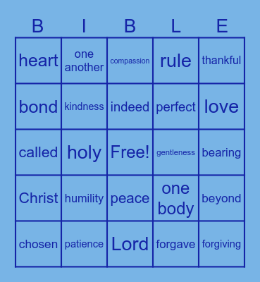 Colossians 3:12-15 Bingo Card