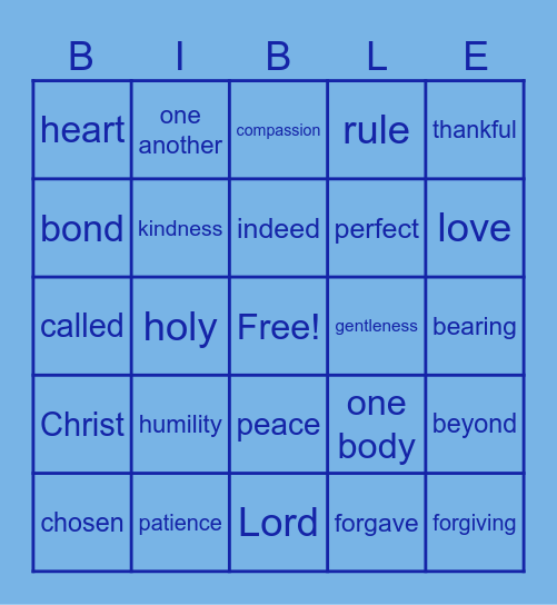 Colossians 3:12-15 Bingo Card