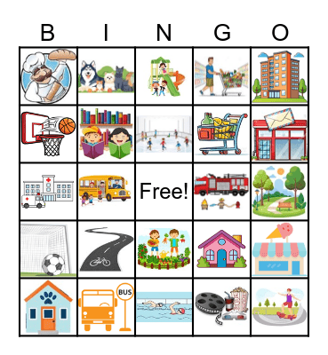 Places Around Town Bingo Card