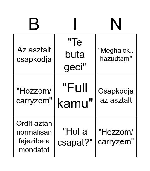 Palócz Bingo Card