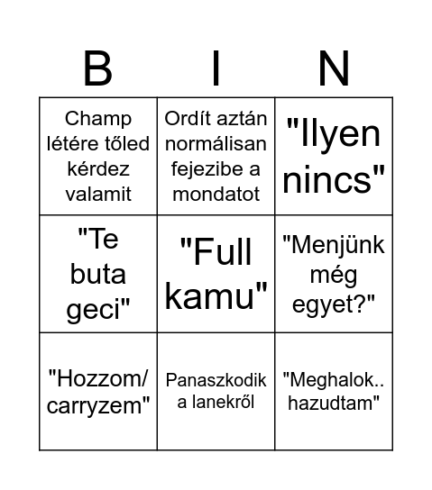 Palócz Bingo Card