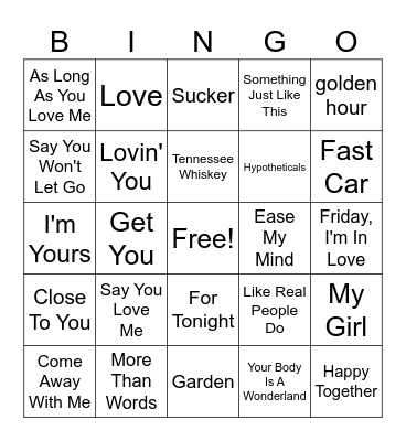 For the Lovers '26 Bingo Card