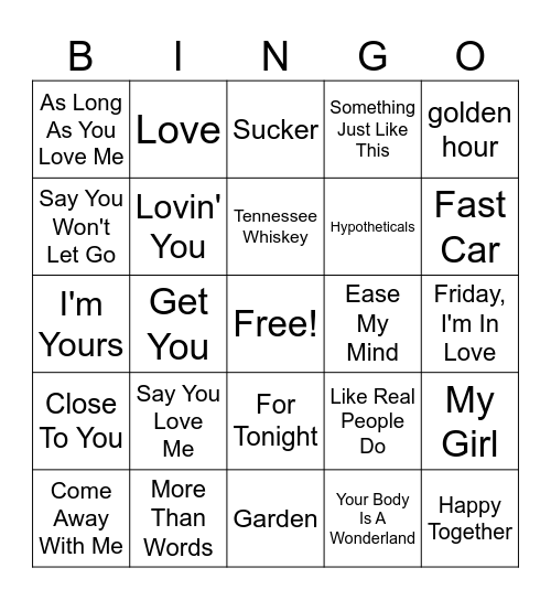 For the Lovers '26 Bingo Card
