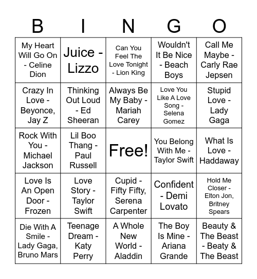 Valentine's Day Bingo Card