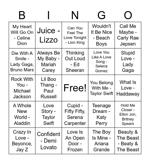 Valentine's Day Bingo Card