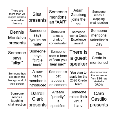 BSG BINGO! Bingo Card