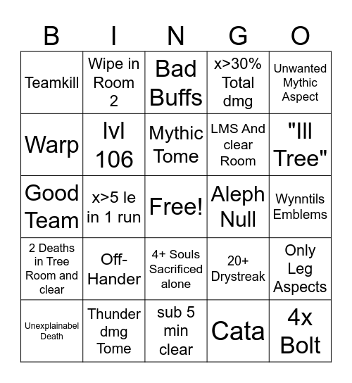 TNA Bs Bingo Extended Bingo Card