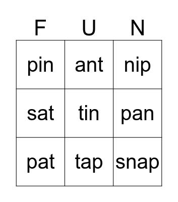 Jolly Phonics Group 1 Words Bingo Card