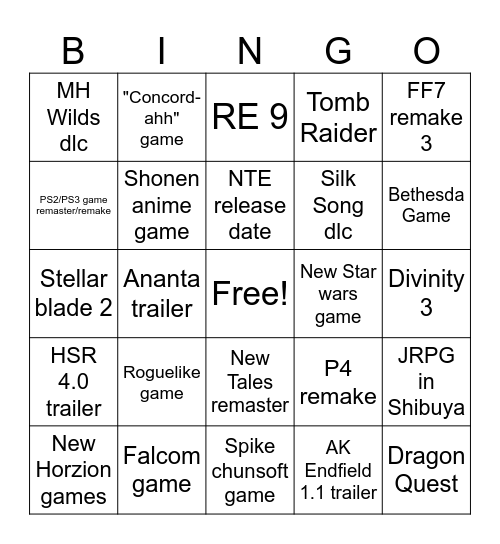 Untitled Bingo Card