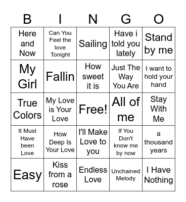 R & Bingo Card