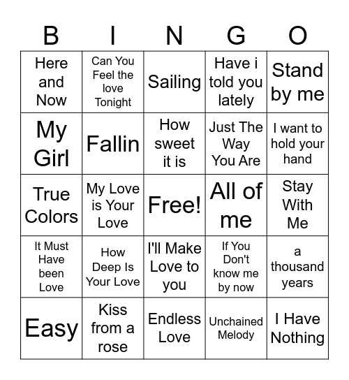 R & Bingo Card