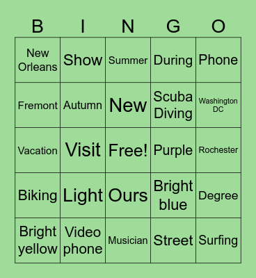 Unit 3 Part 1 Bingo Card