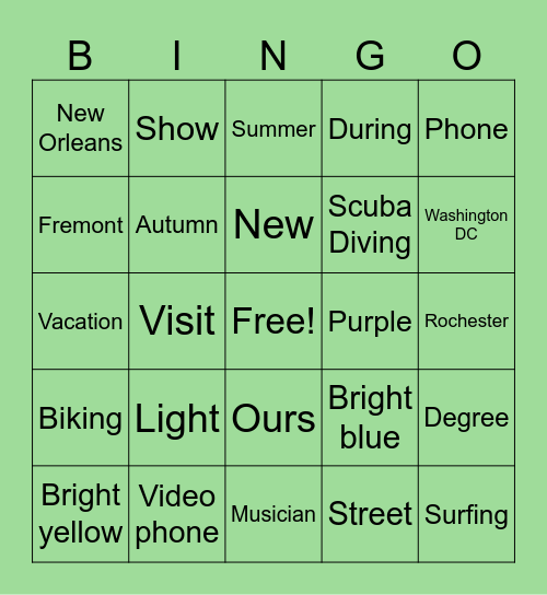 Unit 3 Part 1 Bingo Card