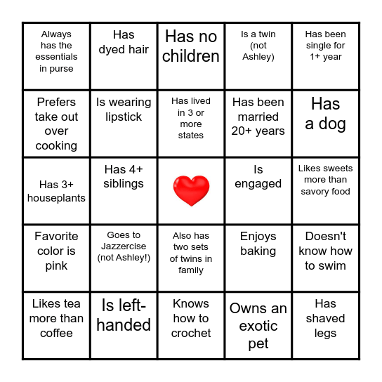 Find the Guest Bingo Card