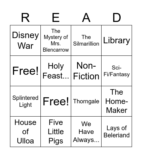 Feb-Mar TBR Bingo Card