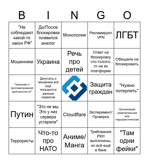 БЛОКИРОВКА ОТ РКН Bingo Card