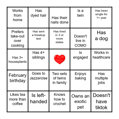 Find the Guest Bingo (2 squares per person max, no Ashley! ) Bingo Card