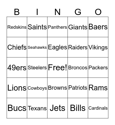 Football Bingo Card