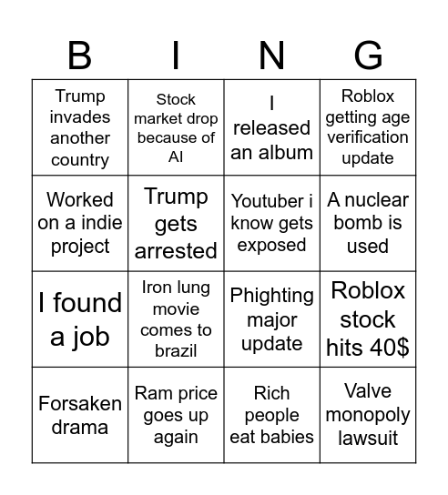 My bingo 2026 Bingo Card