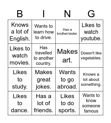 Find someone who... Bingo Card