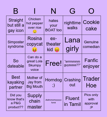 Varsha Culture Bingo Card