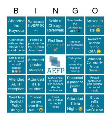 AEFP 2026 In-Person Bingo Card