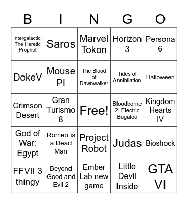 Sony State of Play 2026 Bingo Card
