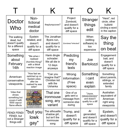 My TikTok FYP Bingo Card
