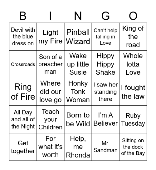 1960-2 Bingo Card