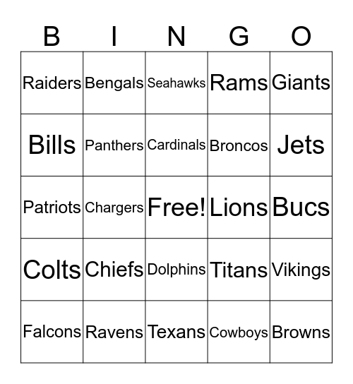 Football Bingo Card