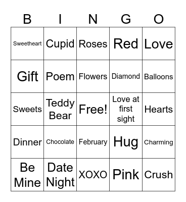 Valentines Day Bingo Card