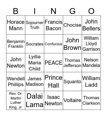 Peace Bingo Card