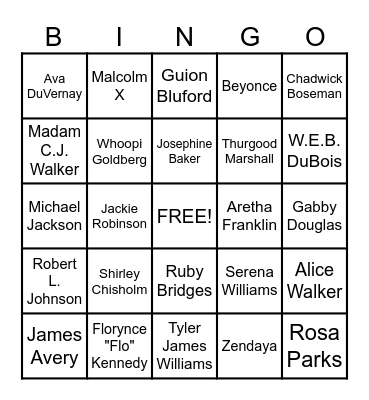 Black Historical Figures Bingo Card