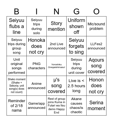 What is my L? Day 2 Bingo Card