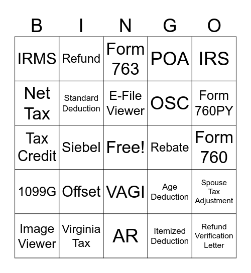 Part A BINGO ! Bingo Card