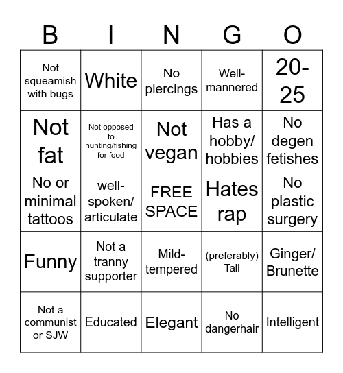 Are you Crex Crex's type? Bingo Card