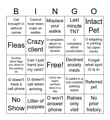 Curbside Bingo Card