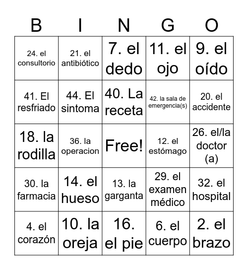 EL Consultorio Bingo Card