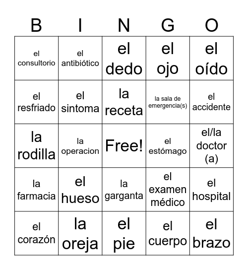 EL Consultorio Bingo Card