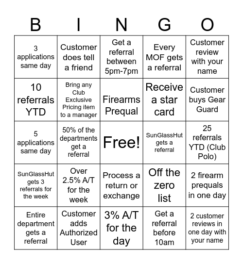 Club Bingo! Bingo Card