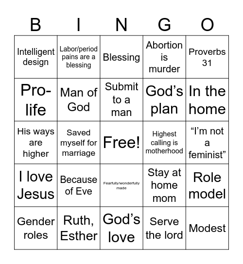 LOG Bingo Card