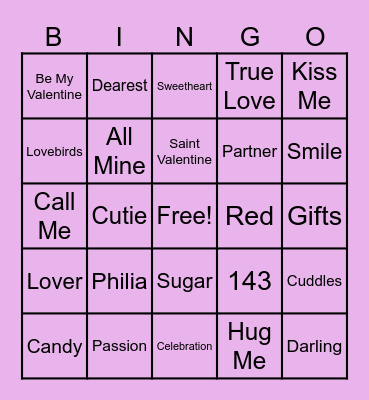 Valentine's Day Bingo Card