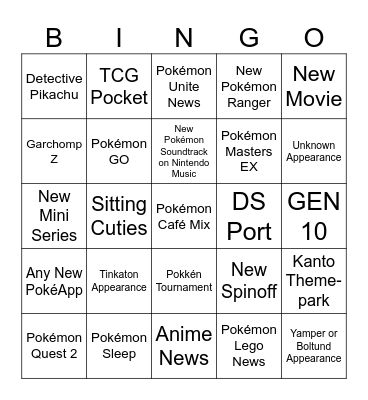Pokémon 30th Anniversary Bingo Card
