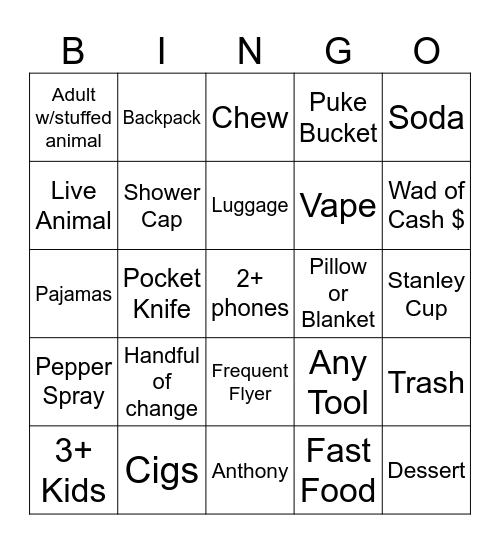 ED Bingo Card