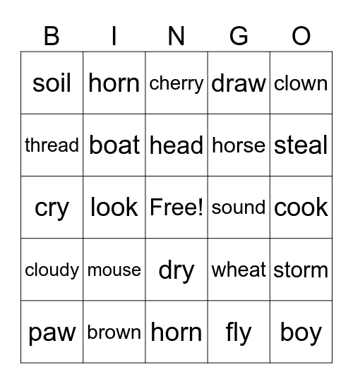 Phonics Bingo Card